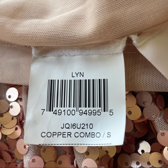 EUC BCBG Max Azria Copper Sequined Dress Sz Small Party Gala Formal Prom Event - Picture 7 of 9